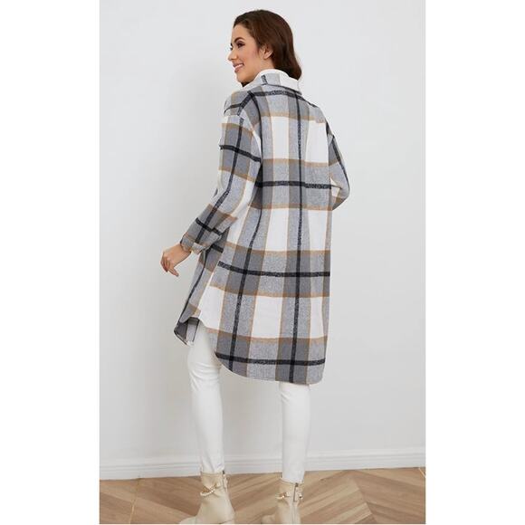 Plaid Button-Up Coat - Picture 2 of 4